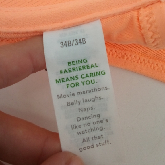 Aerie Lightly Lined Underwire Bra Real Good 34B Orange Peach 2022 Straps - Picture 10 of 11